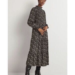 Boden Black and White Long Sleeve Mock Neck Dress